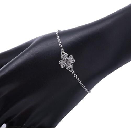 Ajax 925 Sterling Silver Adjustable Clover Charm Bracelet Chain For Women Gift Jewelry