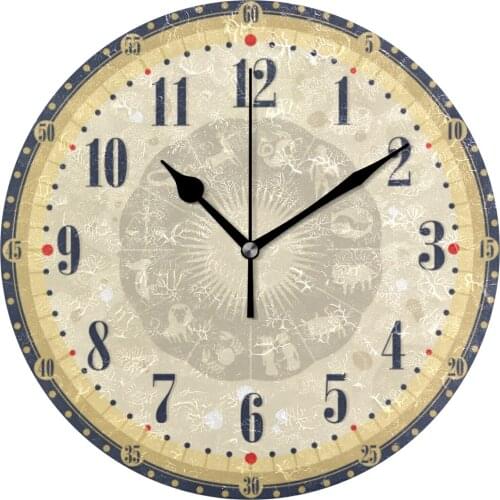 Retro Mysterious Constellation Silent Wall Clock Round Battery Operated Digital Table Wall Watch Orologio Da Parete Home Decor