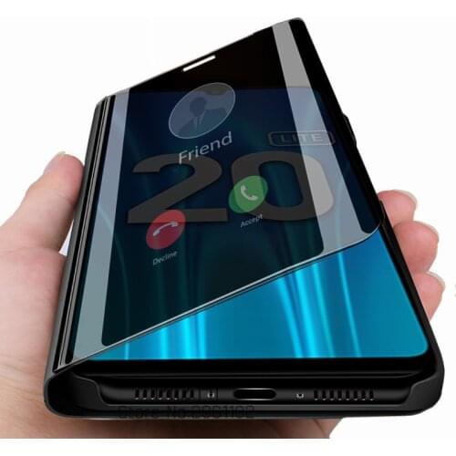 For huawei honor 20 lite case smart mirror flip phone case on huwei honer 20 light 20lite 6.15 magnetic stand book cover coque
