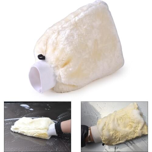 DWCX Car Auto Washer Soft Sheepskin Lambswool Cleaning Wash Glove Duster Mitt Polishing Wax for Ford VW Audi BMW Nissan Toyota