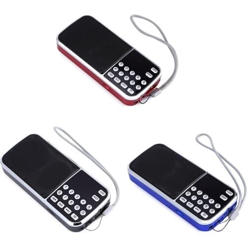 FM Radio Digital Audio Music Player Speaker LED Flashlight MP3 Player Music Subwoofer Stereo Bass with TF USB AUX Loudspeaker