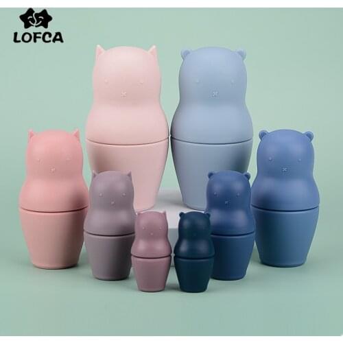 LOFCA 1set Silicone Building Block Avocado Cute Bear Shape Activitys Toys Food Grade Material 3D Educational Game Toys for Kid