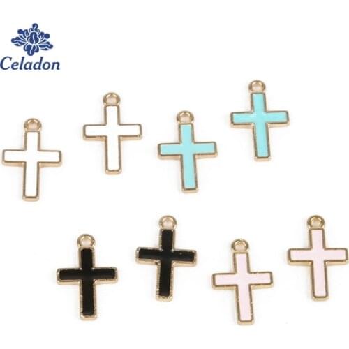 Hot 30-36pcs/pack Alloy Metal Drop Oil Cross Shape Enamel Charms Pendant for DIY Handmade Earring Bracelet Jewelry Making