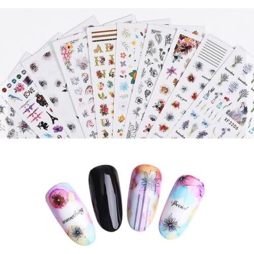 1 Sheet 3D Stickers for Nails Design Waterproof Leaves Animal Nail Art Wraps Sticker Decorations Decals Accessories XF3202-3216