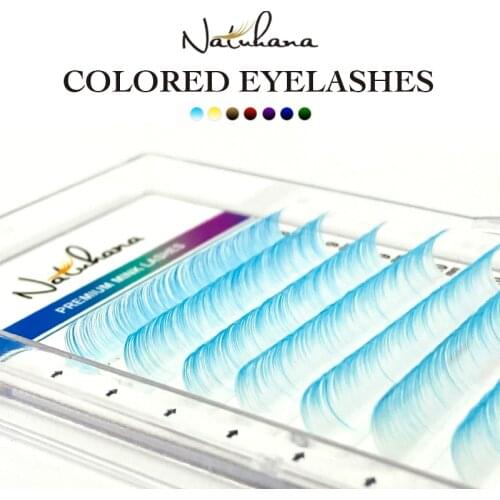 NATUHANA Korea PBT 6Rows/tray Gradients Color Eyelash Extension Individual Synthetic Mink Eyelashes Ombre Rainbow False Lashes