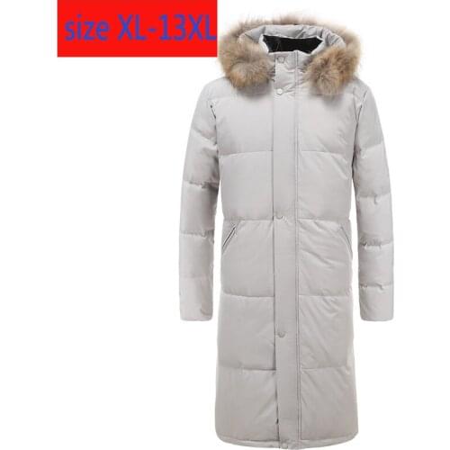 New High Quality X-Long Down Jacket Hoodie Fur Collar Men Fashion Thick Casual super large coat plus size XL-10XL11XL12XL13XL