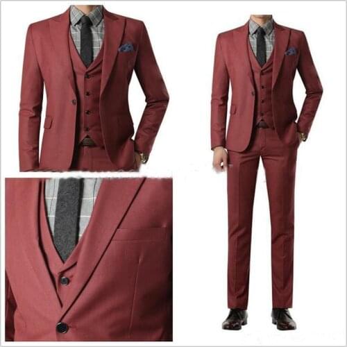 New Arrival Peaked Lapel One Button Fashion Terno Masculino Custome Made Men Suits 3 Pieces(Jacket+Pants+Tie+Vest)High Quality