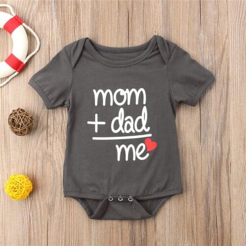Newborn Baby Boy Girl Clothes Body Short Sleeve Letter Romper Jumpsuit Outfit Mom Dad Me
