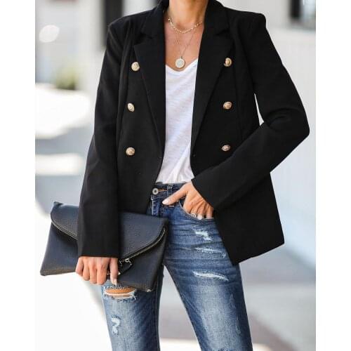 Solid Autumn Blazer for Women 2020 Female Casual Plus Size Slim Notched Collar Long Sleeve Work Suit Coat Office Lady Blazer Top