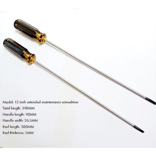 Long Blade Slotted/ Cross Screwdriver with Anti-slip Grip, 12 Inch Magnetic Screwdriver for Sewing Machine Repair