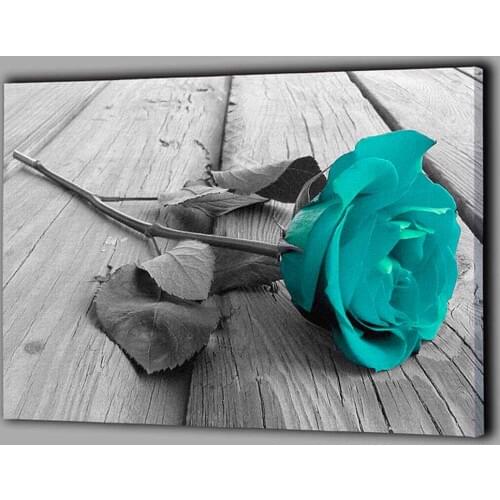 HAOCHU Blue Rose Gray Poster For Living Room Home Decor Painting Print Poster Simple Nordic Wall Picture Canvas Painting