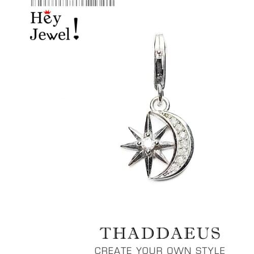 Charm Pendant Star & Moon 2021 Spring New Fine Gift For Jewelry Making Genuine 925 Sterling Silver Fit Bracelets & Necklace