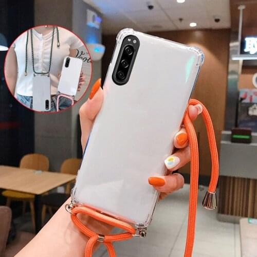 Transparent Airbag Lanyard Phone Case For Sony Xperia ACE 2 5G Soft Silicone TPU Anti-fall Cover For Sony Xperia 10 III 1 iii