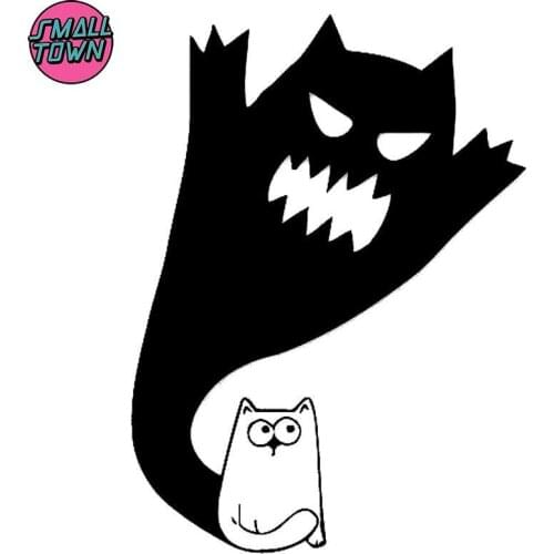 Small Town 11.8cm*16cm Cat Animal Pet Funny Motorcycle Vinyl Stickers Decals Black/Silver S3-6150