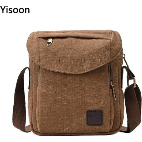 Mens Flip Travel Bag Canvas Casual Shoulder Bags Hight Qualtiy Outdoor Crossbody Bags Men Wearable Retro Zipper Sling Bag