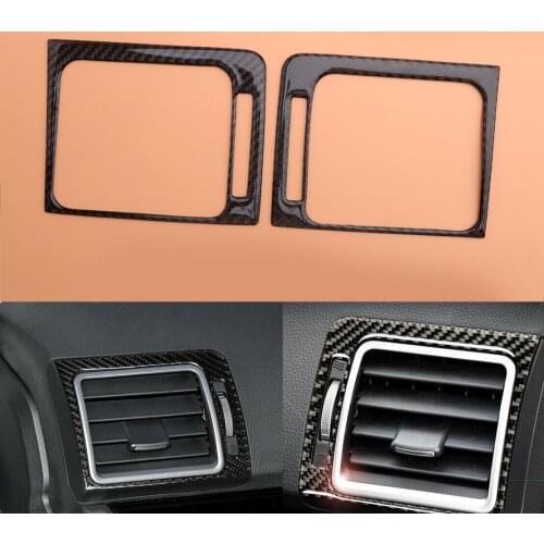 Carbon Fiber Black 2pcs Air Condition Vent Outlet Cover Trim Fit for Subaru Forester 2016 2017 2018 Accessories