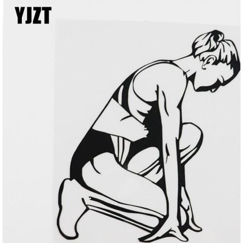 YJZT 12.5CMX14.5CM Gym Healthy Running Sport Run Vinyl Car Sticker Black/Silver 8A-0300