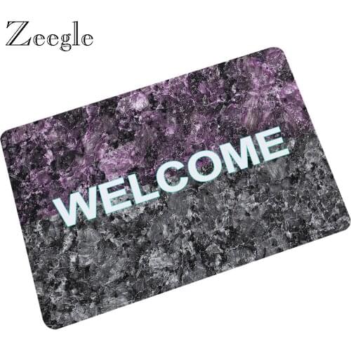 Zeegle Doormat Floor Mat Carpet Absorbent Bathroom Doormat Rubber Waterproof Shower Mat Marble Printed Welcome Outdoor Door Mat