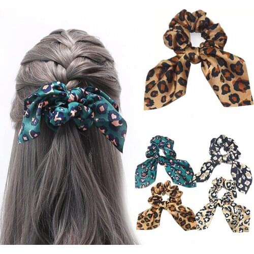 2020 Fashion Leopard Print Bow Hair Rope Vintage Classic Elastic Hair Band For Women Hair Tie Ponytail Holder Hair Accessories