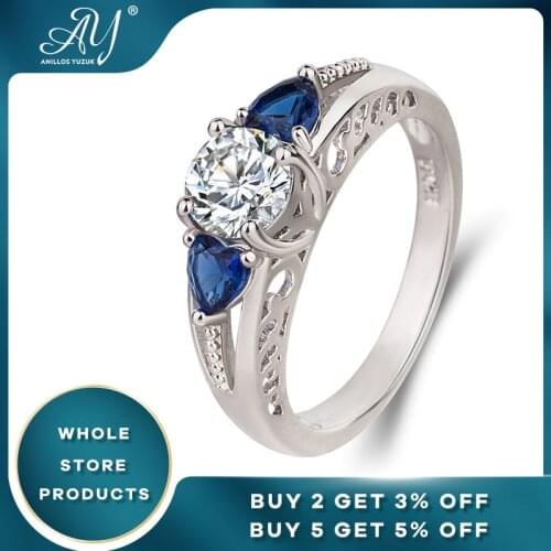 Anillos Yuzuk Gemstones Amethyst Silver Ring Blue Sapphire Ring Silver 925 Jewelry Silver For Women Weeding Engagement Rings