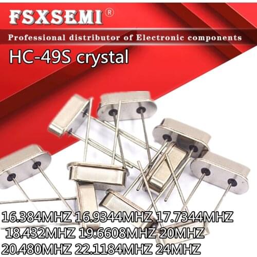 10pcs HC-49S quartz crystal unit DIP 16.384MHZ 16.9344MHZ 17.7344MHZ 18.432MHZ 19.6608MHZ 20MHZ 20.480MHZ 22.1184MHZ 24MHZ