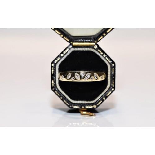 18k Yellow Gold Natural Diamond Marquise Cut Decorated Vintage Pretty Ring