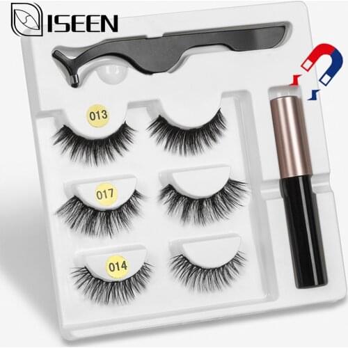 2/3 pairs Magnetic Eyelash Magnetic Liquid Eyeliner& Magnet False Eyelashes Tweezer Set Waterproof Long Lasting Magnetic Lashes