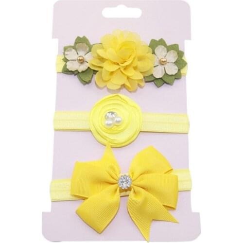 3 Pcs Baby Girl Floral Bowknot 0-4T Elastic Headbands Holiday Party Hair Band Headwear Accessories
