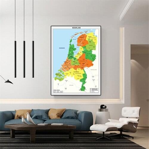 59*84cm Map of The Netherlands In Dutch Decorative Poster Wall Art Canvas Painting Living Room Home Decoration School Supplies