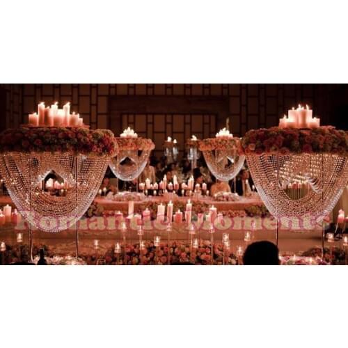 80cm Tall Crystal Table Centerpiece Flower Stand with bead strands Wedding Decoration