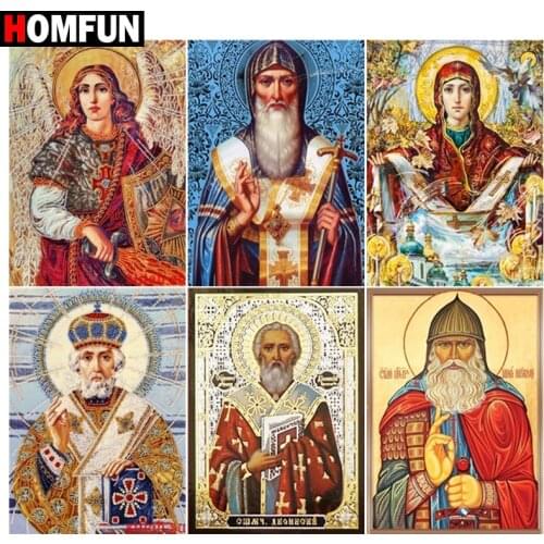HOMFUN Diamond Painting Full Square/Round Diamond "Religious figure" Pattern Embroidery Cross Stitch 5D Rhinestone Painting