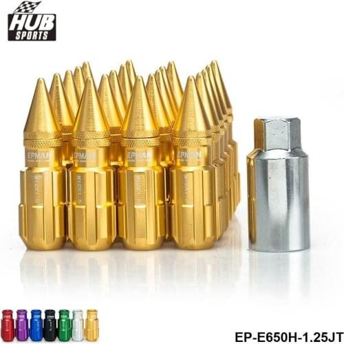 Racing Aluminum Lock Locking Lug Nuts With Spikes 20pcs 12x1.25 W/Key For Nissan Subaru Suzuki HU-E650H-1.25JT