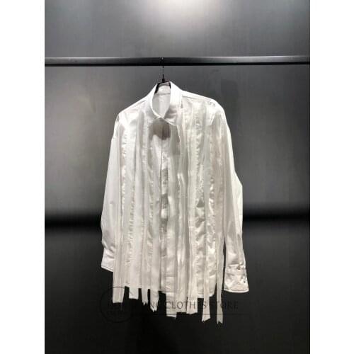 White shirt original design loose double collar shirt plus-size mens and womens shirts