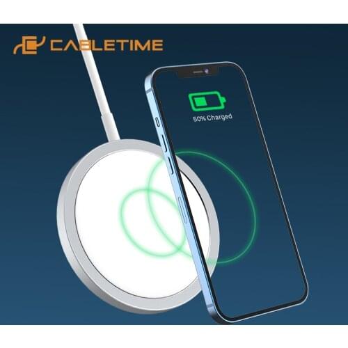 CABLETIME Wireless Charger 15W Magnetic Qi USB C Adapter for iPhone 12 Pro Max Wireless Charger C383