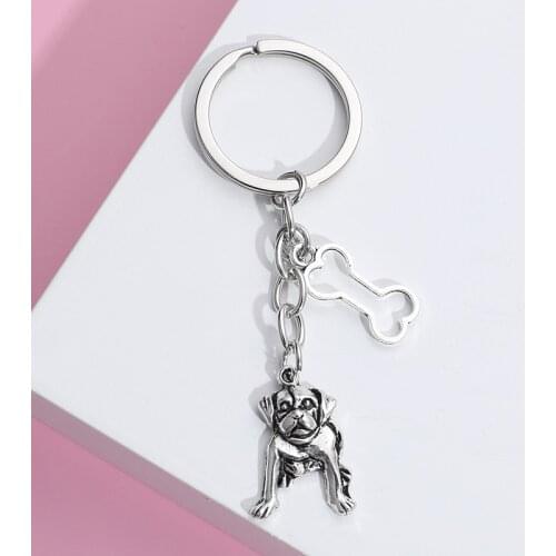 Pet Keychain Cute Animal Key Ring Loyalty Dog Hollow Bone Key Chains For Women Men Car Hanging Simple Punk Jewelry Handmade Gift