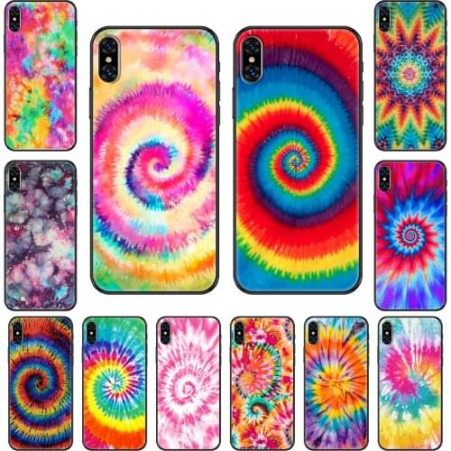 Tie Dye Pattern Batik Rainbow Phone case For iphone 4 4s 5 5S SE 5C 6 6S 7 8 plus X XS XR 11 PRO MAX 2020 black trend funda