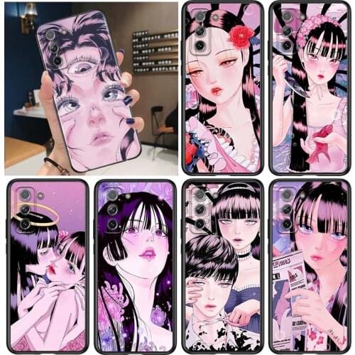 Shintaro kago Horror cartoons for Samsung Galaxy S21 Ultra Plus Note 20 10 9 8 S10 S9 S8 S7 S6 Edge Plus Black Phone Case