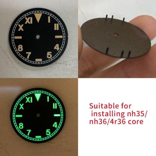 28.5mm Dial with Green Luminous, Suitable for NH35A/NH36 and 4R36 Movement Watch Accessories