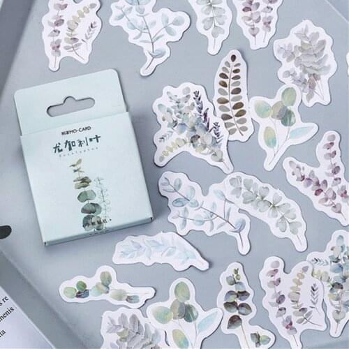 45Pcs/box Plant Leaves Cute Diary Journal Stationery Flakes Scrapbooking DIY Decorative Stickers