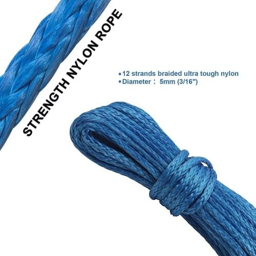 Truck Boat Emergency Replacement Car Outdoor Accessories Synthetic Winch Rope Cable ATV UTV 12 Strand String 15.2M