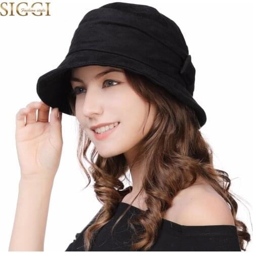 FANCET Women Cloche Bucket Hats 1920s Vintage Church Derby Packable Foldable Winter Wired Brim Adjustable Bowknot Hats 99088