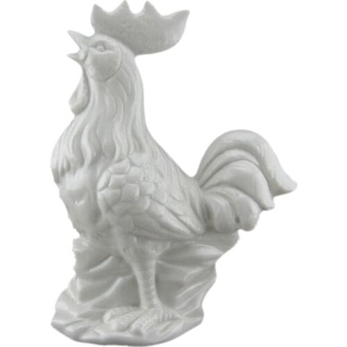 Feng Shui Porcelain White Chinese 12 Symbolic Animals Rooster Decorative Crafts Ceramic Rooster Rich Chicken Home Decoration