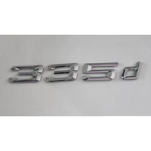 Chrome Shiny Silver ABS Number Letters Word Car Trunk Badge Emblem Emblems Decal Sticker for BMW 3 Series 335d