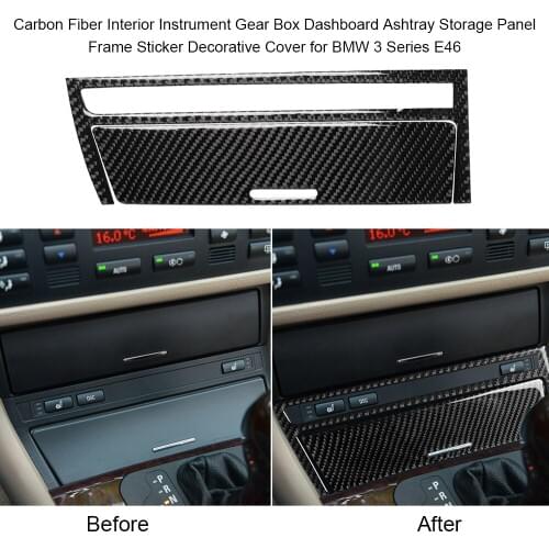 Carbon Fiber Instrument Gear Box Dashboard Ashtray Storage Panel Frame Sticker Decorative Cover for BMW 3 Series E46 98-05