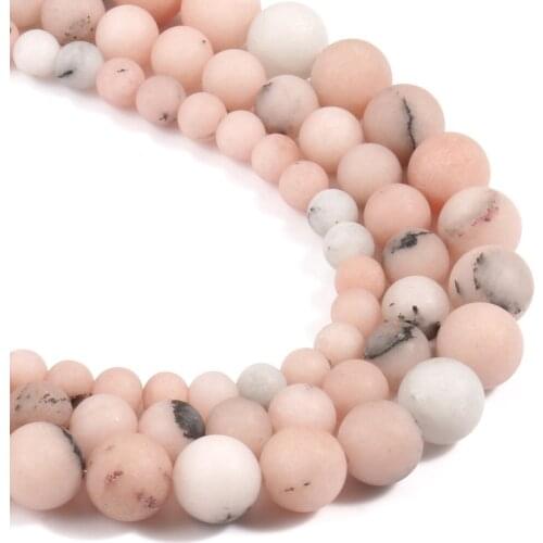Natural Matte Stone Beads Pink Sunstone Round Loose Beads for Jewelry Making DIY Bracelet Accessories 15'' Strand 6/8/10mm