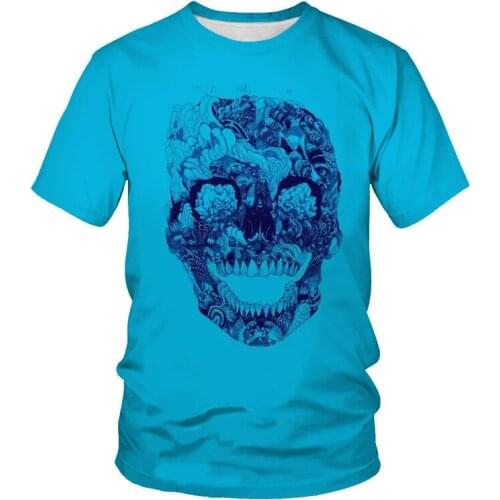 2021 Mens Skull T shirts punk style skull 3D t- shirts Men Tops Hip hop 3d print skull punisher Short sleeve Casual Streetwear