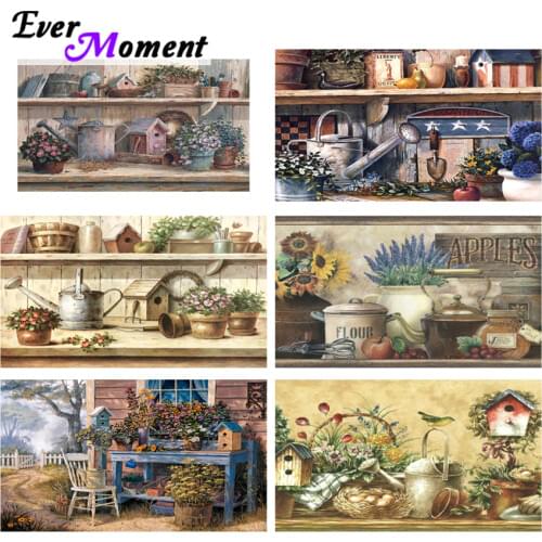 Ever Moment Official Store Diamond Painting Flower Bird Garden Pastoral Home Bead Handmade Set New Arrivals Full Square ASF2288