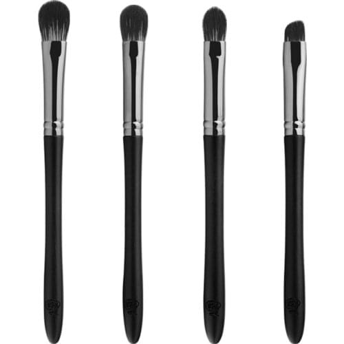 V19 Professional Handmade Makeup Brush Set 4pcs Soft Silver Fox Hair Eye Shadow Brush Ebony Handle Make Up Brushes Kit