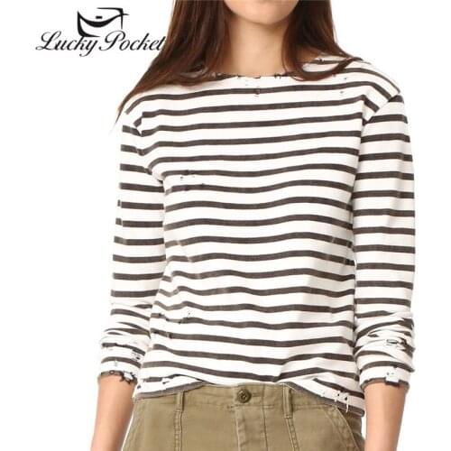 New Women Spring Autumn Whirt Slim Striped Hollow Out Cotton Long Sleeve T-Shirt Female Fashion Tees Ladies Casual Tops ZM128