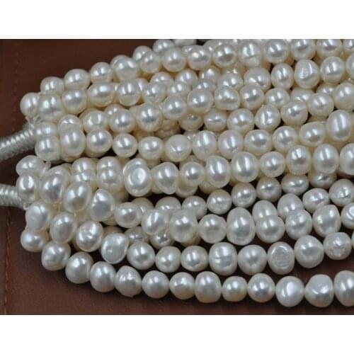 Wholesale 5 strands 8-9mm Baroque white fresh water pearl loose beads Free shipping